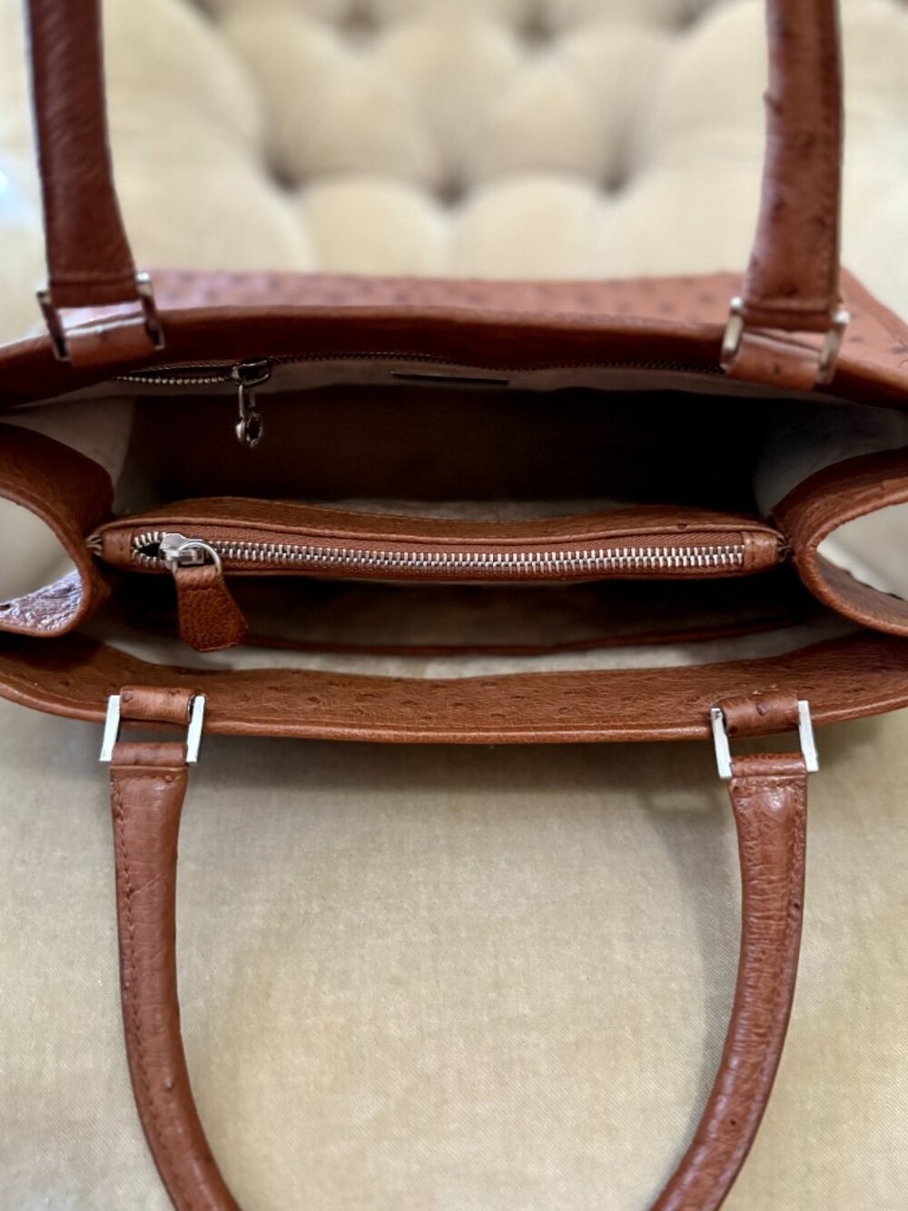 VTG Auth. SUAREZ Italy Genuine Ostrich Satchel Tote Bag... STUNNING! - Picture 7 of 7